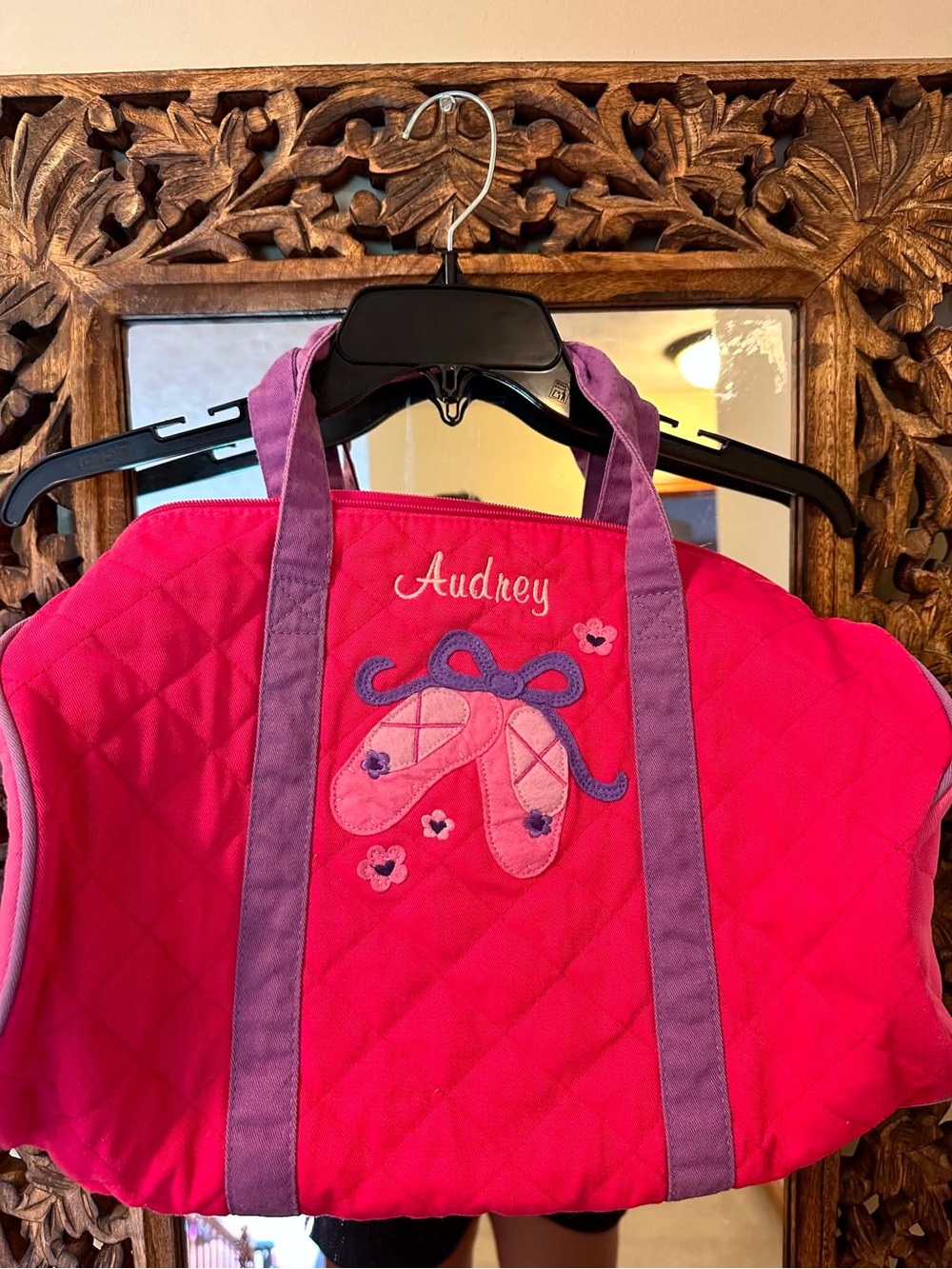 Audrey Personalized Pink Kids Tote Bag Ballet Shoes Embroidery Stephen Joseph